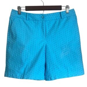Talbots Blue Floral Eyelet High Rise Lined Shorts Size 8
